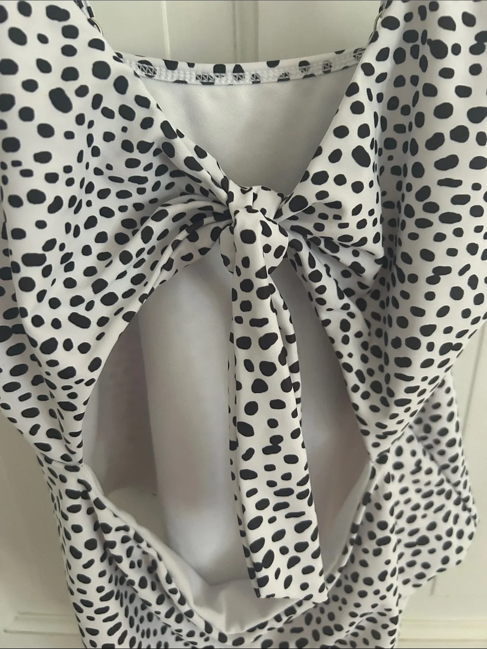 Black Dot Tie-Front One-Piece Swimsuit